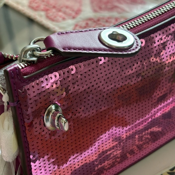 Coach Pink Clutch with Metallic Accents - Picture 13 of 15